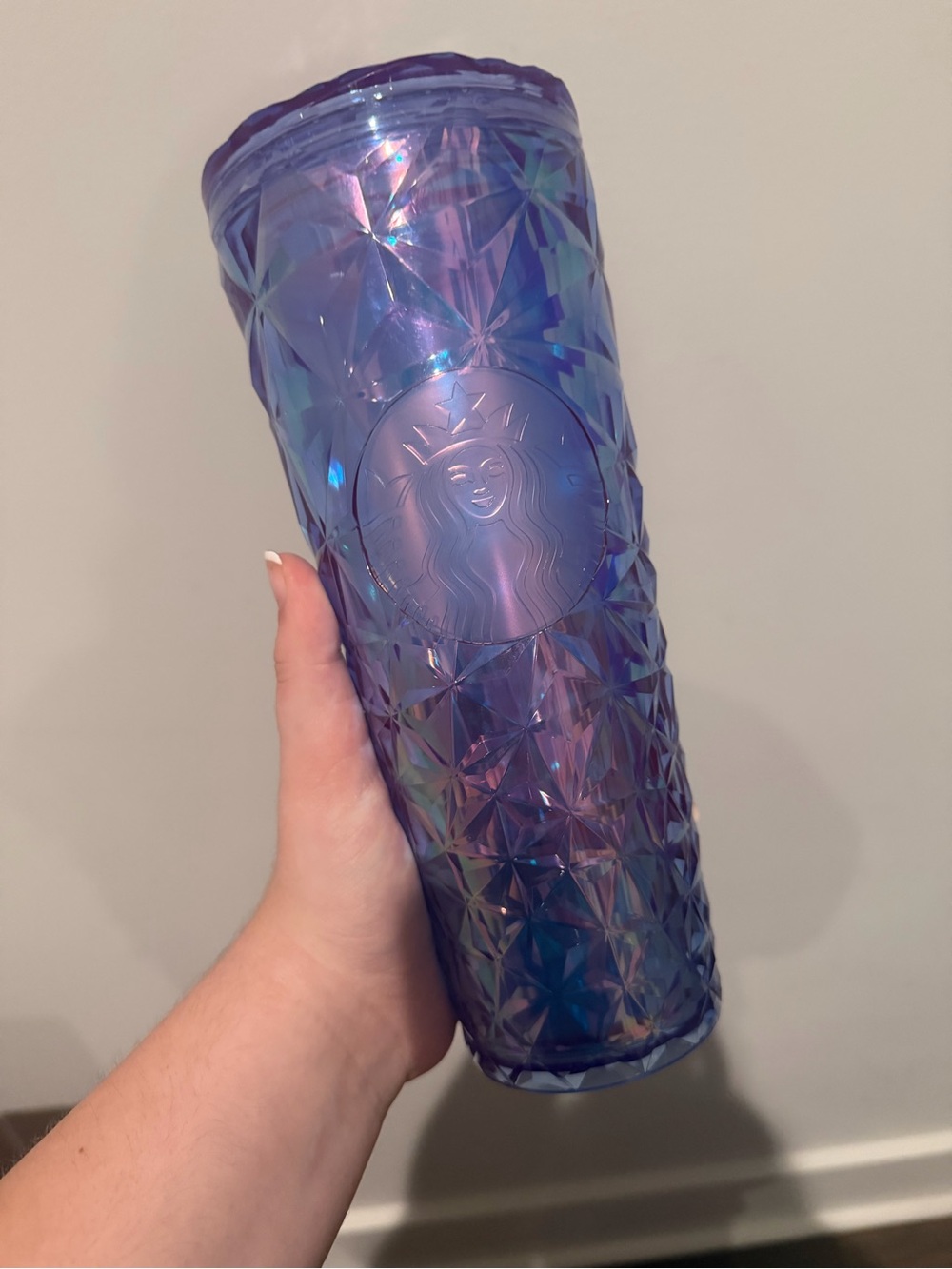 Starbucks Iridescent Blue-Purple Diamond Tumbler No Straw